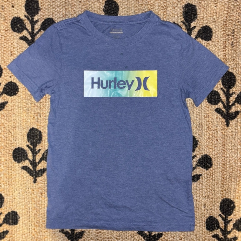 Hurley Blue Short Sleeve Graphic Shirt Boys Size Small 8-10